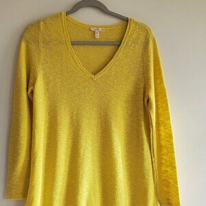 Eileen Fisher organic linen/ organic cotton blend Pullover in yellow Size M